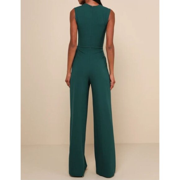 Lulus Enticing Endeavors Emerald Green Jumpsuit Large - Picture 4 of 11